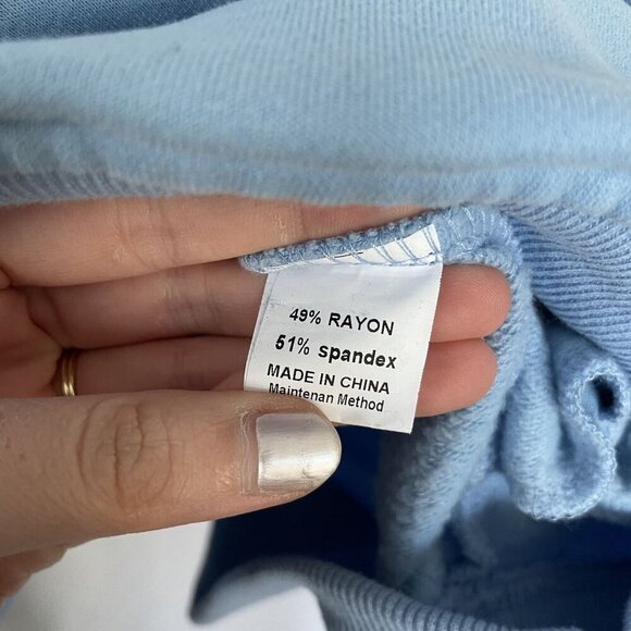 Anrabess Light Blue Oversized Pullover Sweatshirt With Cowl Neck & Ribbed Cuffs - Picture 6 of 8